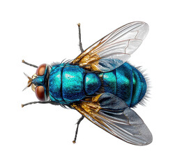 Examination of a vibrant blue fly nature isolated on transparent background, png