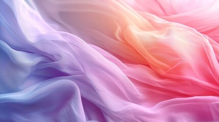 Ethereal chiffon fabric floating, dreamy pastel gradient colors