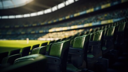 Fototapeta premium stadium, empty seats, blurred background, sports arena, sunlight, athletic venue, spectator seating, athletic event, stadium architecture, sports stadium 