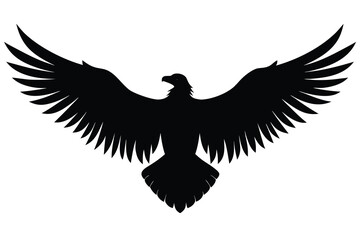 Naklejka premium Black Silhouette of an Eagle with Wings Spread Wide on White Background