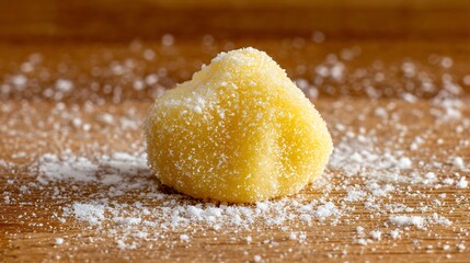 Indulgent sweet treat dusted with sugar on a warm wooden surface, perfect for culinary inspiration