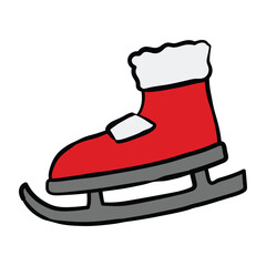 Cartoon Red Ice Skate with Fur Trim.