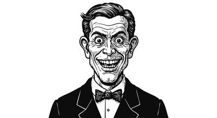 Exaggerated Grinning Man Caricature