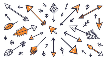 Obraz premium Hand-Drawn Sketchy Arrows A Diverse Collection of Vector Illustrations
