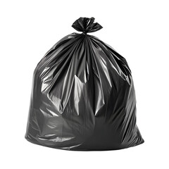 A black trash bag roll. isolated on a transparent background