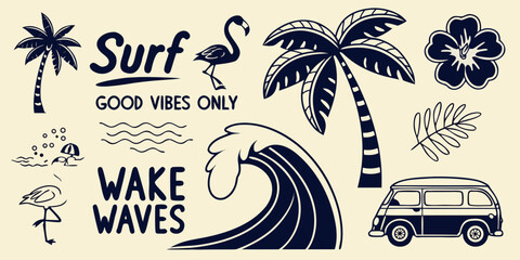 Obraz premium vintage summer background with palm trees