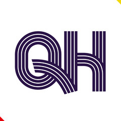 Parallel line monogram initial logo, combination of letter Q and H. Idea and inspiration for branding, company and corporation name abbreviation. personal and commercial purpose.