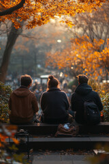 people sitting on bench in park.
