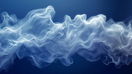 Abstract White Smoke Swirl on Deep Blue Background