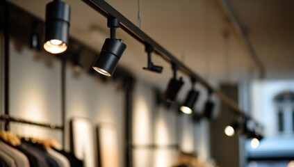 A modern track lighting system illuminates a retail space, highlighting the merchandise and creating an inviting atmosphere for shoppers.