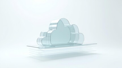 Minimal floating architecture of cloud system visualization with clean white space