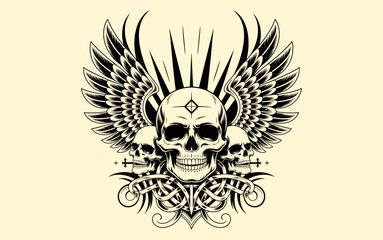 Skull vector design, vector illustration, Skull  design, silhouette style.

