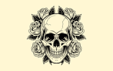 Skull vector design, vector illustration, Skull  design, silhouette style.

