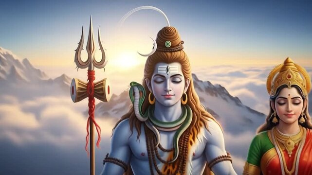 Shiva and Parvati Meditating on Mount Kailash