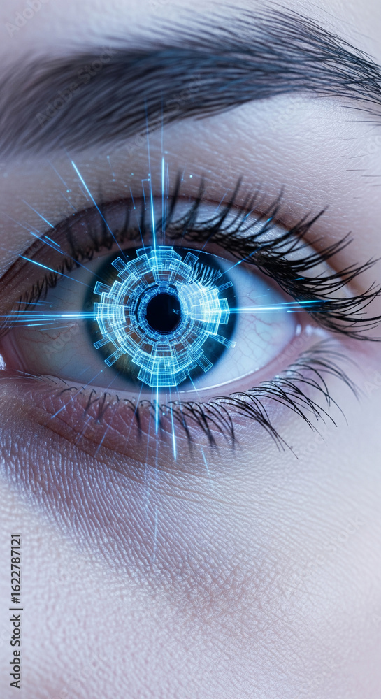Canvas Prints close-up of human eye with digital interface overlay, showcasing technological integration with the 