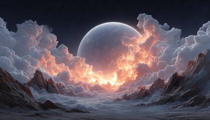 Vast clouds, alien planet