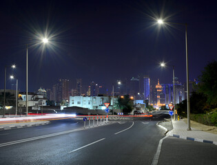 Naklejka premium Doha Streets During Night, Qatar 