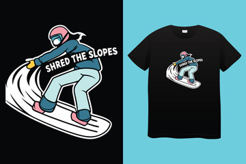 Snowboarding t-shirt design. Vector vintage illustration.
