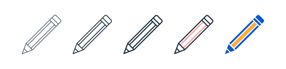 Fototapeta premium Pencil different style icons set vector illustration. 