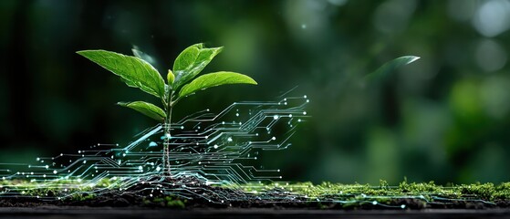 Young sprout with digital overlay