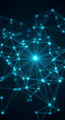 Fototapeta premium Abstract image of glowing blue nodes connected by lines, forming a network structure, symbolizing connectivity, technology, and global communication