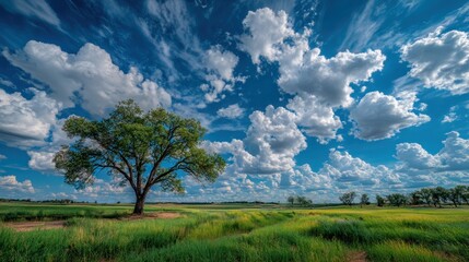Obraz premium Expansive fields under a dramatic sky