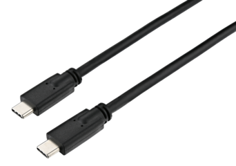 Black usb type c cable connector charger isolated on a transparent background. Full depth of field. PNG.