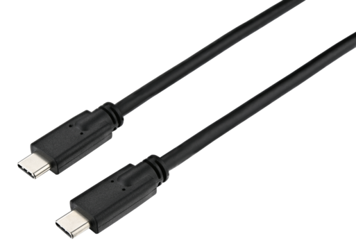 Black usb type c cable connector charger isolated on a transparent background. Full depth of field. PNG.