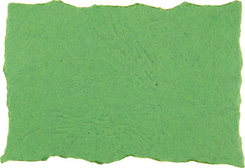 Textured green paper with torn edges suitable for eco-friendly designs or crafts isolated on white...