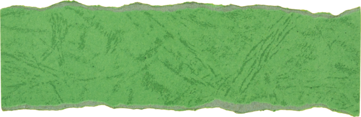 Textured green paper strip isolated on white background for use in crafts, scrapbooking, or design projects