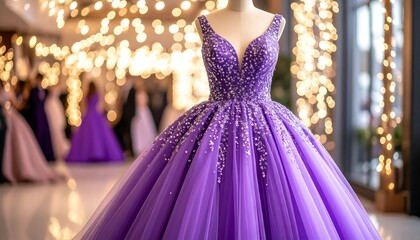 Obraz premium Purple prom gown, sparkling embellishments
