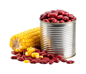 Canned red beans and corn on a food healthy cooking isolated on transparent background, png