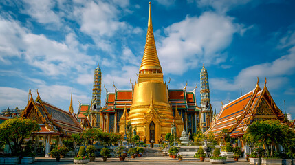 Fototapeta premium A golden spire of the Grand Palace in Bangkok