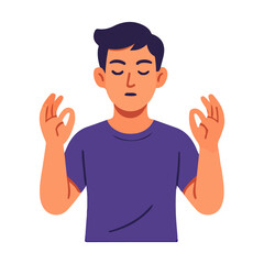 Fototapeta premium Boy in meditative pose a vector illustration of a child practicing mindfulness on a clean white background