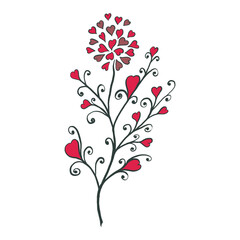 Illustrations with hearts. Vector illustration.