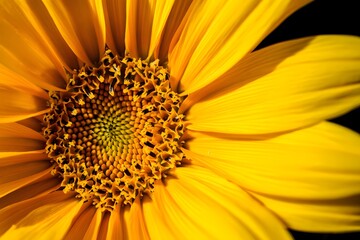 Macro View of Sunflower Center with Petals