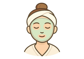 Woman with Clay Mask and Towel is Relaxing at a Beauty Spa with her Hair up in a Bun