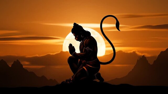 Bajrangbali at Moonrise - Epic Silhouette Scene