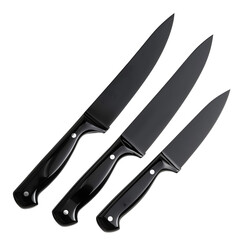 White background promotional photo of a ceramic-coated ceramic knife set for upscale kitchen branding. --s 250 --v 6.0