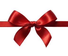 Gift wrapping action with red satin bow home view festive concept isolated on transparent background, png