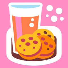 Colorful Illustration of Juice and Cookies on a Plate
