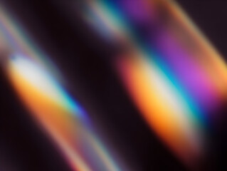 Rainbow light leak background with diagonal iridescent streaks and soft blur on a dark field creating a vivid vertical canvas for posters phone wallpapers and hero banners