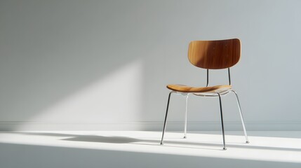 stylish chair on light floor with open background, clean render, 8k resolution