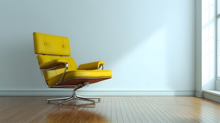 sleek modern recliner in bright empty room, pure tones, 8k resolution