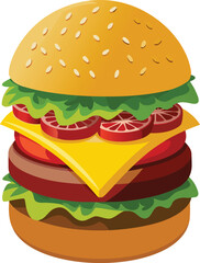 High Resolution Bacon Cheeseburger Illustration.