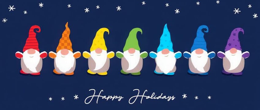 cute funny dancing christmas dwarf illustrated animation