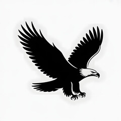 Fototapeta premium Majestic bald eagle soaring in flight silhouette against a light background