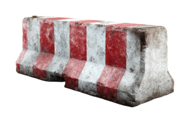 Traffic barrier installation urban street construction site ground level safety isolated on transparent background, png