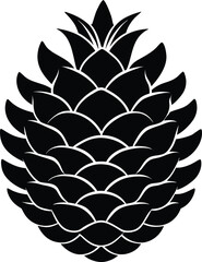 Obraz premium Black and white pine cone silhouette vector illustration