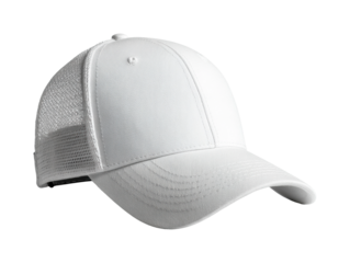 Sporty white cap displayed on a clean surface fashion accessory isolated on transparent background, png